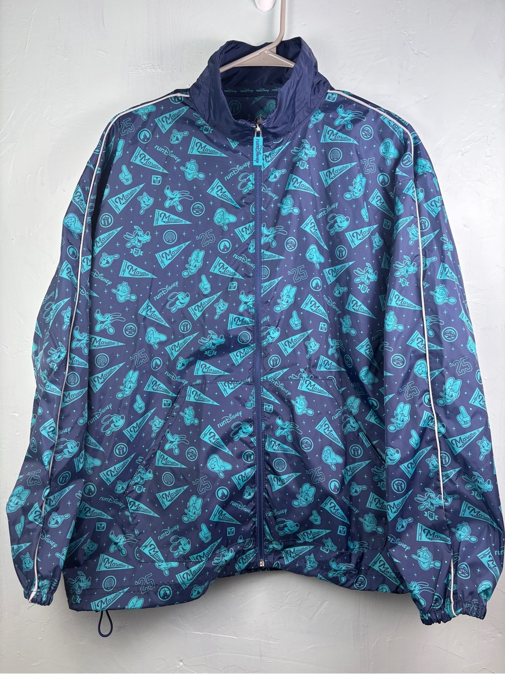 runDisney Disney world 2025 Marathon Weekend Retro Pattern Blue Windbreaker